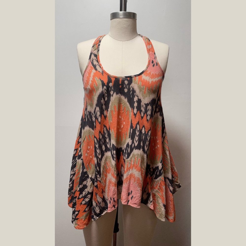 All Saints Drapey Ikat Print Top (EUC) – Chocolate/Burnt Orange